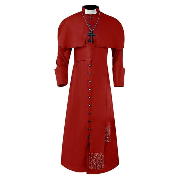 FEIFLY Priest Men Gothic Robe Halloween Father Outfits Party Halloween Solid Color Festival Clothing