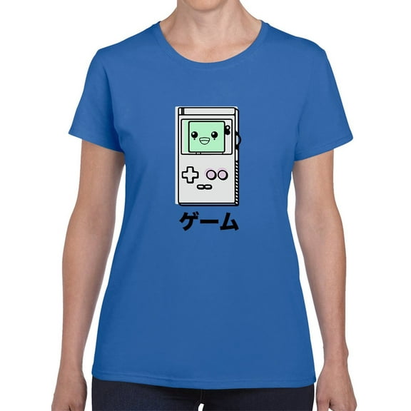 Kawaii Cute Videogame Control Graphic Women Royal Blue T-Shirt, Female x-Large
