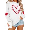 thumbnail image 4 of Tops for Women Long Sleeved Round Neck Hearted Printed Sweatshirts White M, 4 of 9
