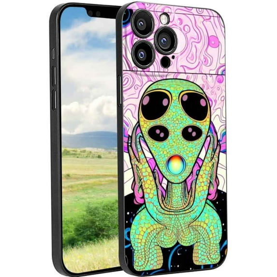 Compatible with iPhone 13 Pro Phone Case, Psychedelic-Trippy-Alien-Art-Visuals-Colours27 Case Men Women, Flexible Silicone Shockproof Case for iPhone 13 Pro