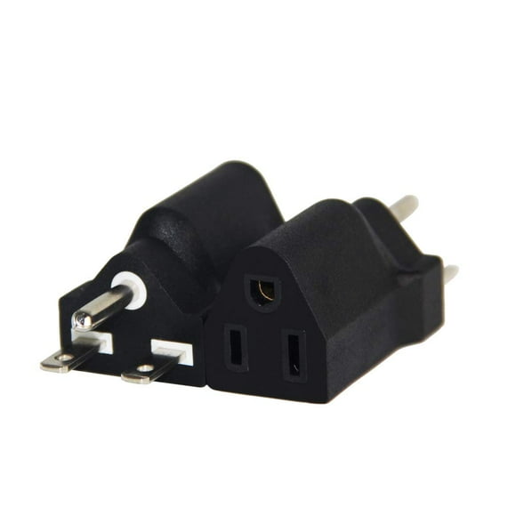 PLIS 6-15P to 5-15R US Plug Adapter Electrical Converter 3Prong 110V / 120V to 220V / 240V 15A Black 1PK