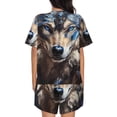 thumbnail image 6 of Fotbe Vintage Blue Floral Wolf Print Pajama Set for Women 2 Piece Loungewear Short Sleeve Tops and Shorts Set Soft Sleepwear-Medium, 6 of 7