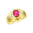 thumbnail image 4 of RYLOS Men's Rings 14K Yellow Gold Rings Classic Designer Style 9X7MM Oval Gemstone & Diamond Ring Ruby July Birthstone Rings For Men Size 12, 4 of 7