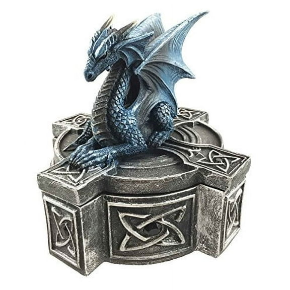 Ebros Celtic Cross Bifrost Altar Drake Dragon Jewelry Box Sculpture Trinket Box