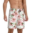 thumbnail image 2 of Gaeub Lilies Flowers Print Men's Short Pajama Pants, Sleep Shorts, Household Pants, Casual Pants with Pockets-XX-Large, 2 of 6