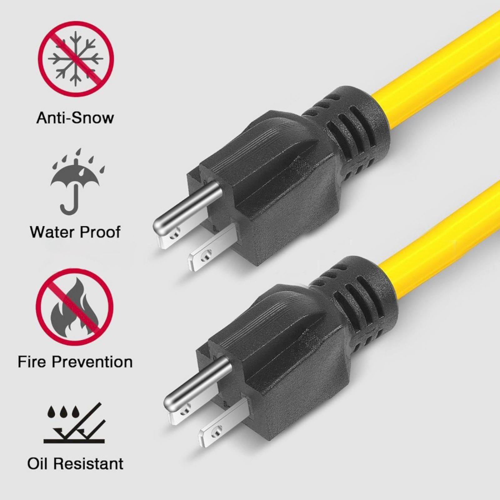 Prong Male To Male Extension Adapter NEMA 5 15P For Transfer 12AWG 250V (2FT) Compatible With Most