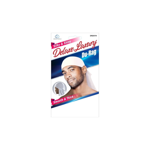 Dream Deluxe Luxury Silky Shiny Durag Wave Builder Smooth Thick Du Rag White