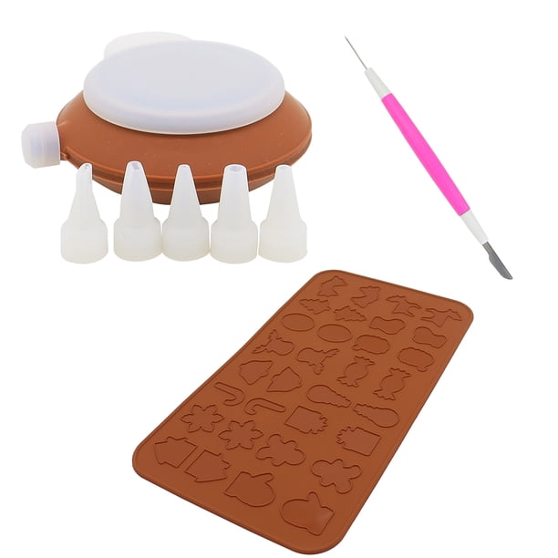 Kit de bricolaje de chocolate, bolsa de glaseado, alfombrilla de moldeo de silicona, juego de agujas de aire, herramientas de decoración de pasteles de pastelería Vogacara JJ23791-01
