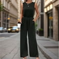 thumbnail image 6 of Fashion Jumpsuits for Women Dressy Plus Size Solid Color Sleeveless High Waist Slightly Elastic Jumpsuit, 6 of 7