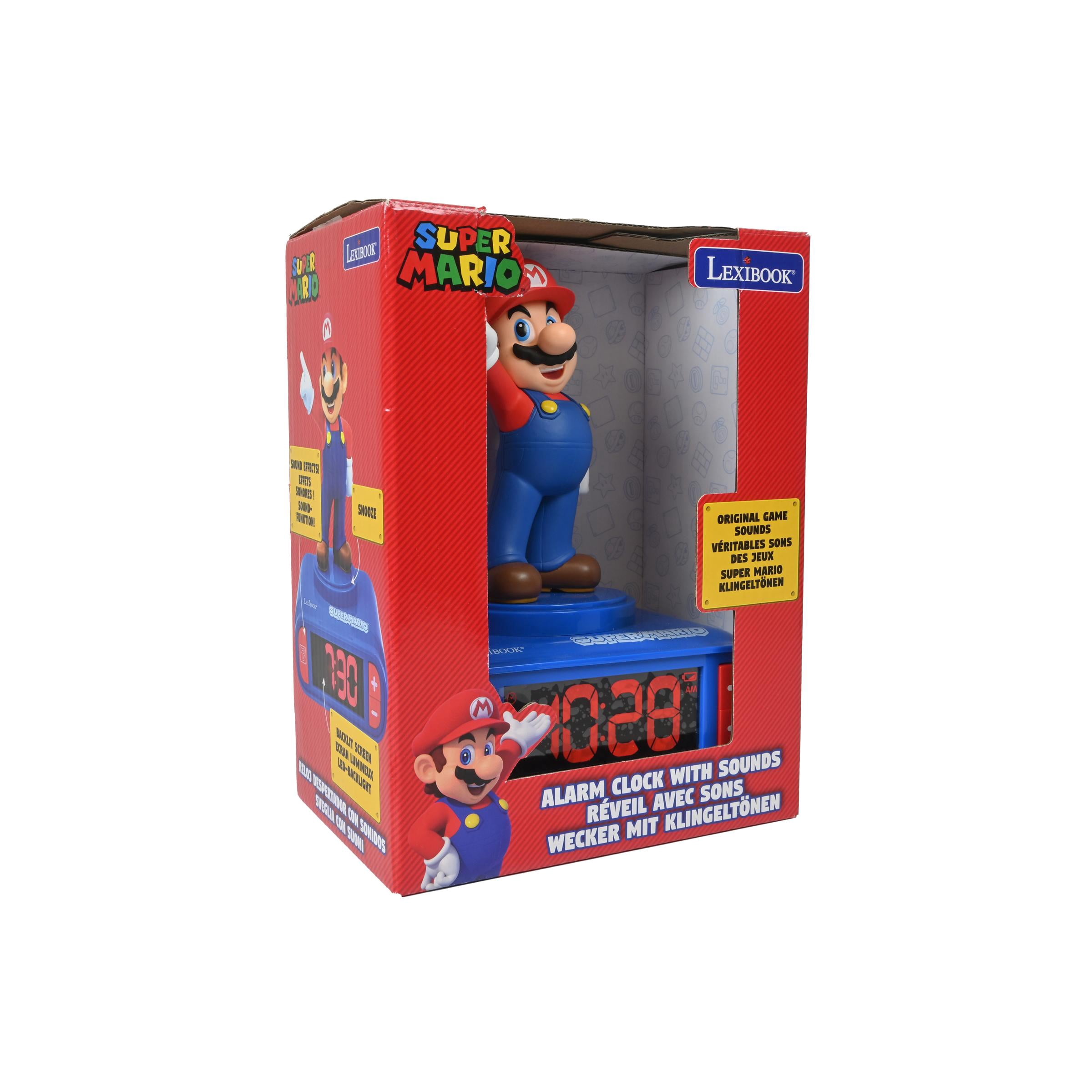 Lexibook, Super Mario, Mario Nightlight Alarm Clock, Sounds and Melodies, LCD Backlit Screen, Luminous, Snooze, Red/Blue