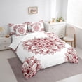 thumbnail image 3 of jejeloiu Vintage Hippie Boho 7 Pieces Bedding Comforter Set,Retro Aesthetic Paisley Full Bedding Set,Red White Fitted Sheet Flat Sheet For Girl Boys,Microfiber Bedroom Decor Reversible, 3 of 8