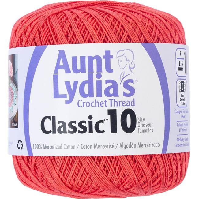 Aunt Lydia's Classic Crochet Thread Size 10-Bright Coral