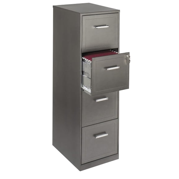 Realspace® 18"D 4-Drawer Vertical File Cabinet, Metallic Charcoal