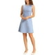 thumbnail image 2 of Vestido sin mangas de corte ajustado y acampanado de estilo chic con estampado de pata de gallo, por encima de la rodilla, en azul cielo., 2 of 6