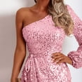 thumbnail image 7 of New Years Eve Dresses For Women One Shoulder Sleeveless Mini Length Side Split Sequin Party Dress, 7 of 7