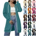 thumbnail image 5 of qucoqpe Women 2025 Fall Outfits Full Zip Long Sleeve Hooded Cardigan Sweaters Solid Drawstring Sweatshirts Outwear Coats, 5 of 5