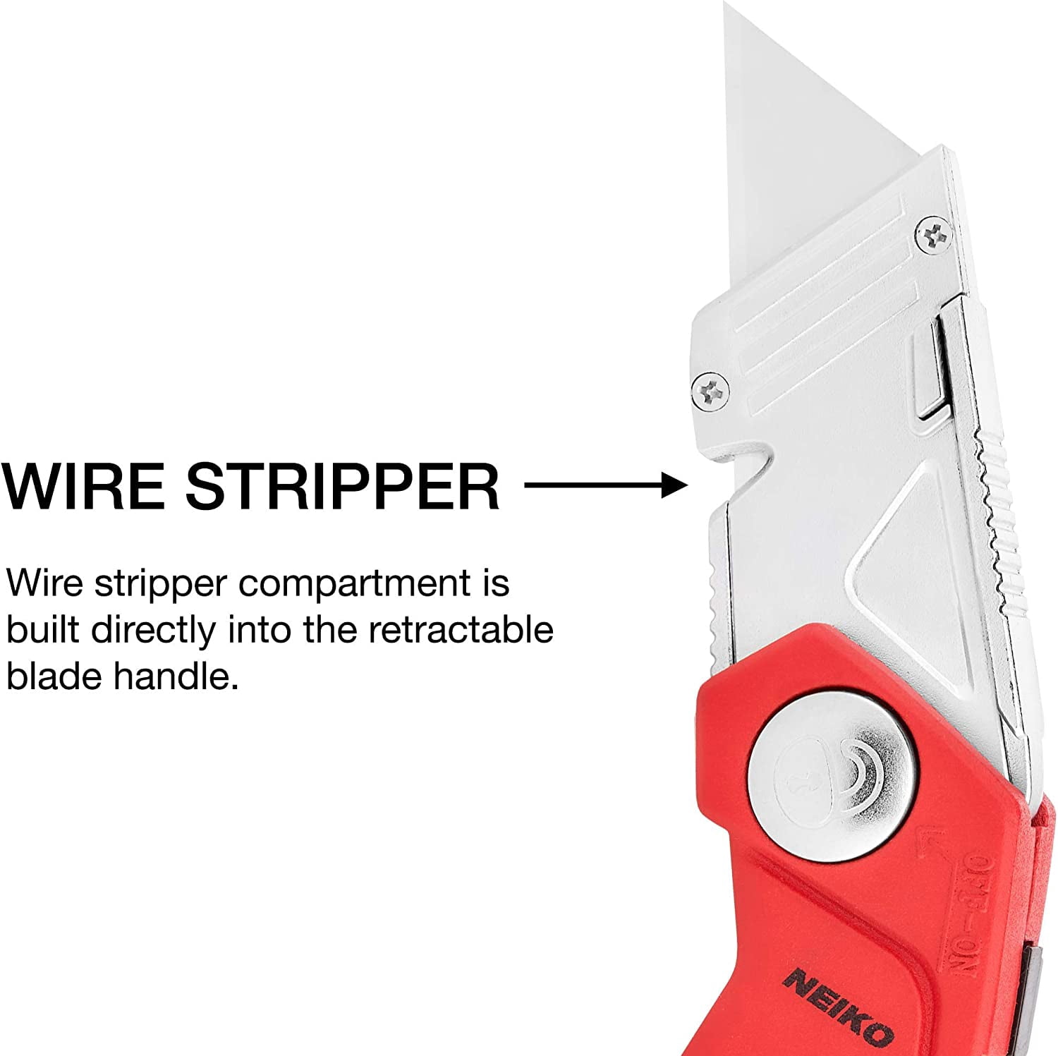 00678A 4-In-1 Folding Utility Knife Box Cutter Knives & Wire Stripper, Tool Hex Bit Holder Utility Work Knife & Bit Storage, Carpet Knife, Heavy Duty Box Cutter, Great work knife for men & women