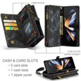 thumbnail image 6 of For Samsung Galaxy Z Fold 4 5G Wallet Case,Multi-Functional Retro Leather Purse Flip Cover Zipper Wallet Case with Removable Card Slots Pocket & Detachable Wrist Strap Magnetic Phone Case, Black, 6 of 7
