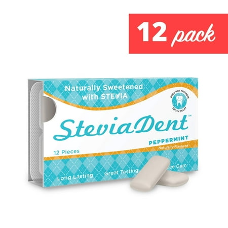 Stevita SteviaDent Sugar-Free Gum - Natural Peppermint Flavor (12 Pack) - 12 pieces - Supports Oral Health - USDA Organic, Non GMO, Vegan, Gluten Free - 144