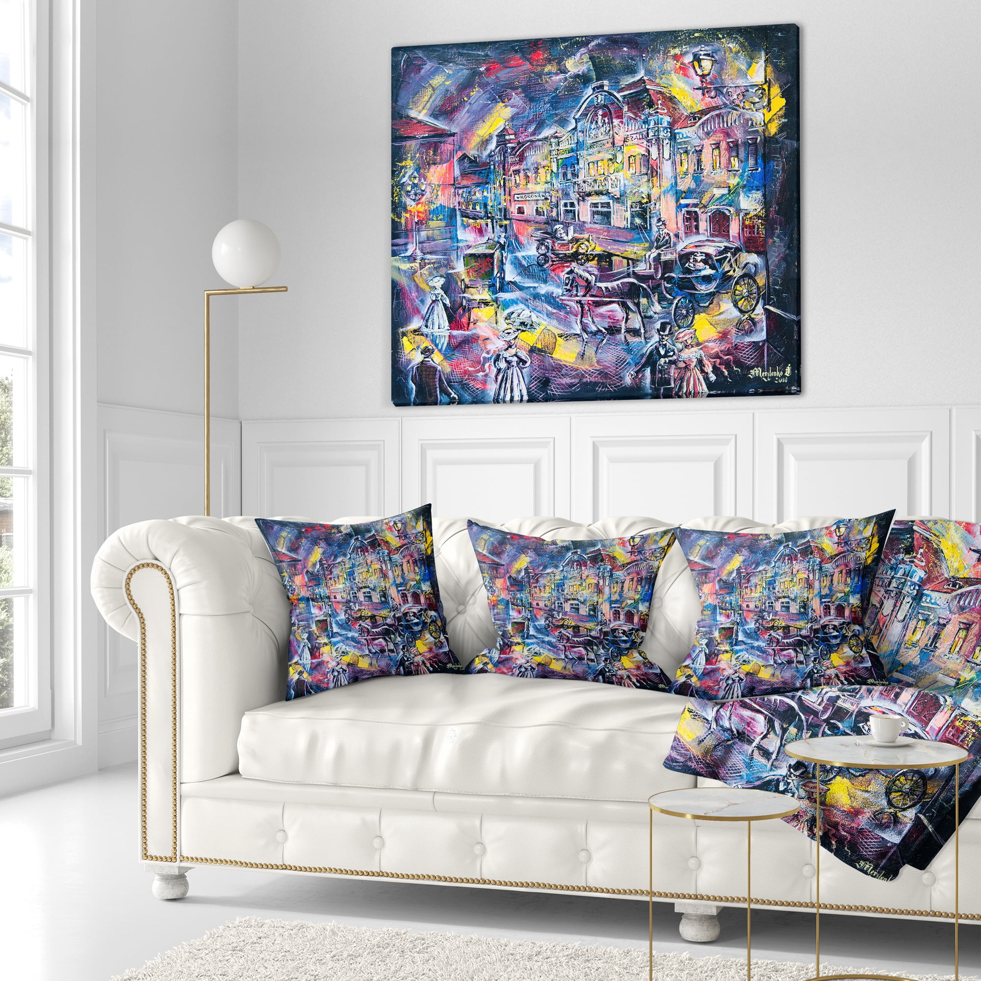 Designart Surreal City in Graphics - Abstract Throw Pillow - 18x18