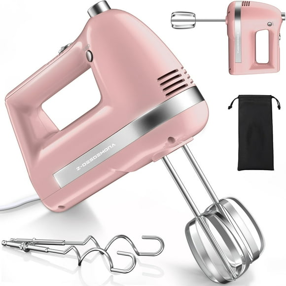 Z-DESDEMONA - Batidora de mano eléctrica de 300 W, potente mezclador de mano eléctrico con 304 batidores, gancho de masa, mezclador de mano con turbo para hornear pasteles, huevos, crema de alimentos