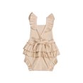 thumbnail image 4 of Xingqing Newborn Baby Girl Ruffle Outfit Summer Sleeveless Backless Ribbed Basic One Piece Romper Bodysuit Jumpsuit, 4 of 7