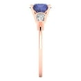 thumbnail image 3 of Three-Stone Engagement Ring for Women - 2ct Simulated Tanzanite in 14K Rose Gold Promise Ring, 3 of 6