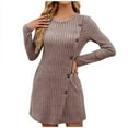thumbnail image 4 of hotojiny Women's Knit Sweater Dress Elegant Long Sleeve Casual Dress with Pockets Trendy Button Crewneck Dress, 4 of 6