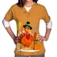 thumbnail image 4 of ICHUANYI Clearance Women's Short Sleeve V-Neck Thanksgiving Turkey Workwear Tops With Pockets Blouse(Orange, XL) ICHUANYI WER2023081402770, 4 of 4