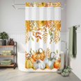 thumbnail image 6 of No Hook Shower Curtain with Built-in Rings - Fall Thanksgiving Washable Waterproof Fabric Bathroom Curtains for Hotel,Rentals, Stall 36 X 72 Inch , Orange Pumpkins Autumn Leaves Floral, 6 of 9