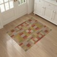 thumbnail image 3 of ODIKA 3'x5' Washable Throw Rug Geometric Mosaic Boho Symmetrical Block Large Abstract Beige Playful Expressive for Entryway, Kitchen, Mudroom, Stain Resistant, Low Profile, Non-Slip, 3 of 7