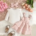 thumbnail image 2 of Baby Toddler Girl 2Pcs Fall Spring Clothes Set Long Sleeve Crewneck Tops Heart Bow Suspender Skirt With Headband Outfit Sets Kaprioy Girls Clothes Fall Winter, 2 of 7
