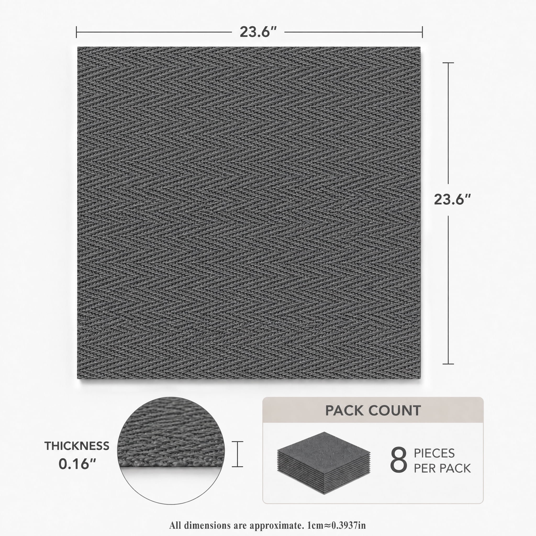 Real3D 8Pcs 24"x24" Faux Stone Wall Panels 3D Textured, Flexible Real Sand Finish Decorative Wall Tiles,Cement Gray
