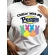 thumbnail image 1 of Camiseta de Pascua para mujer - "Relajándome con mis amigos" con un colorido diseño de conejito, manga corta informal, cuello redondo, regalo perfecto de primavera, moda navideña | Camiseta con gráfic, 1 of 8