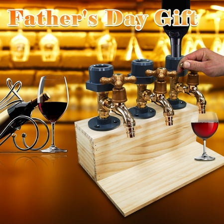 

Ovzne Whiskey Wood Dispenser Fathers Day Liquor Alcohol-Whiskey Wood Dispenser Faucet Shape For Party Dinner