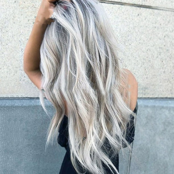 Pelucas Onduladas, Pelucas De Cabello Ondulado Degradado Gris Negro Suelto Sin Cola Sintética Para Mujeres Para Cosplay