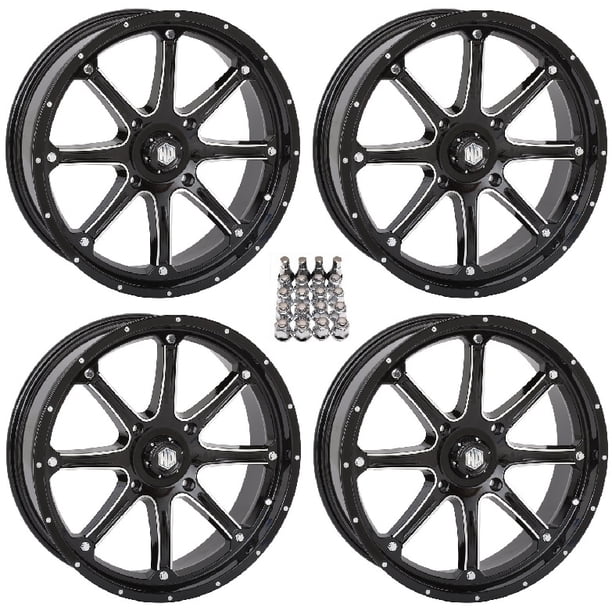 STI HD4 ATV Wheels/Rims Black 20" CanAm Commander Maverick Renegade