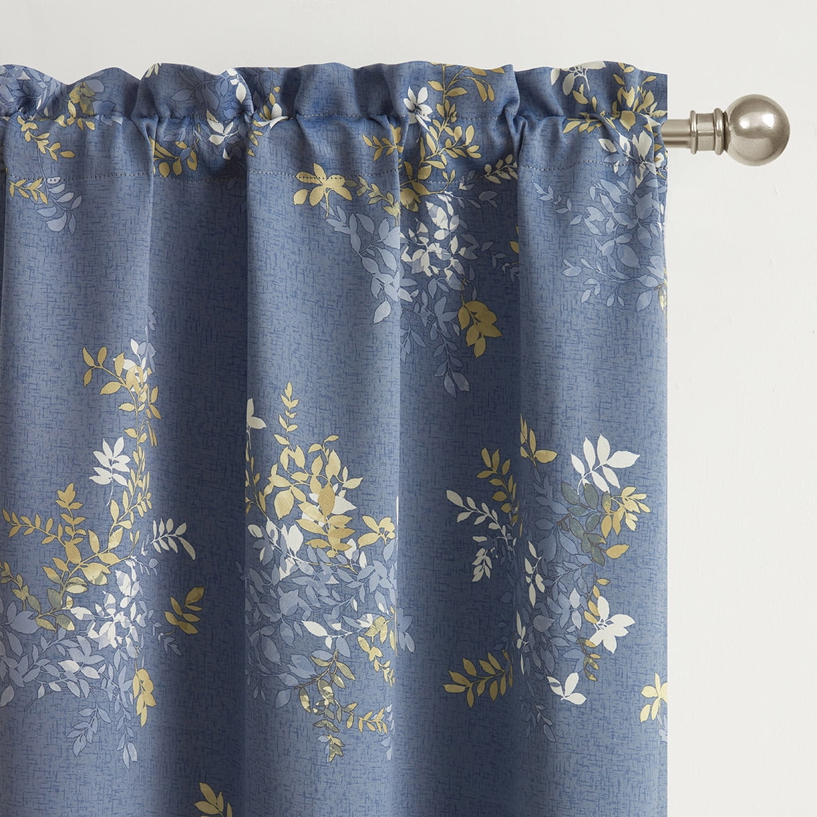 Mainstays Blackout Curtain Panel Pair, Set of 2, Botanical Print Blue, 30"W x 84"L
