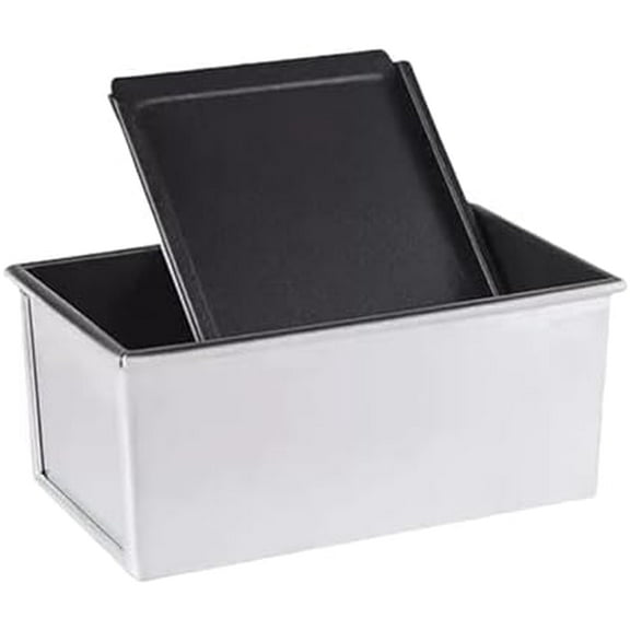 Shokupan Bread Pan 1.5 Loaf - Japanese Bread Pan, Pullman Bread Pan with Lid, Iron Aluminum Plated for Commercial Use, Durable Silver Mold
