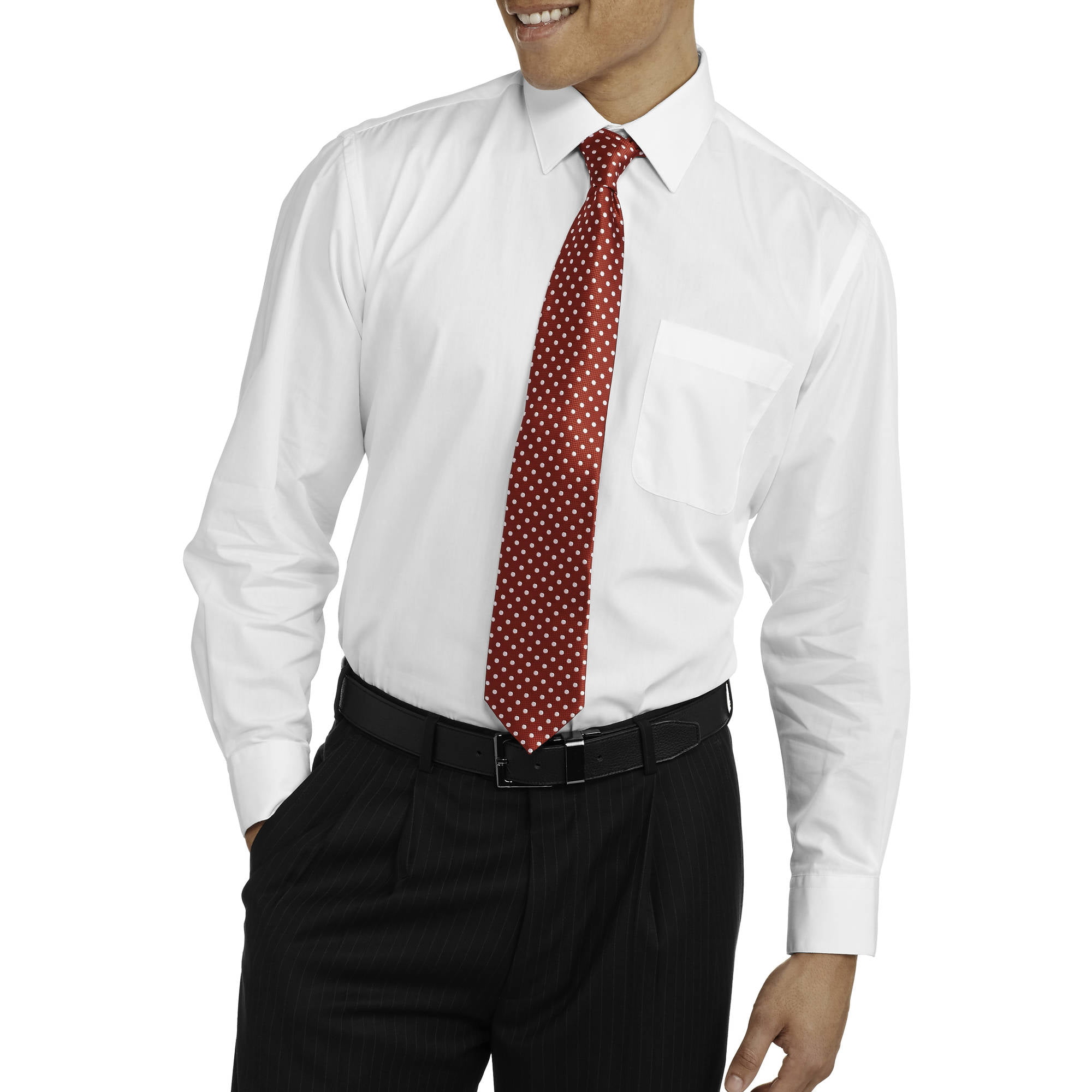Men's Packaged Long Sleeve Dress Shirt and 2 Ties Set - Walmart.com
