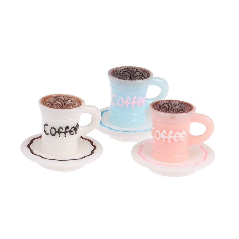 10Pcs Dollhouse Sticker Coffee Cups Mugs Miniature Model Accessories Brown 
