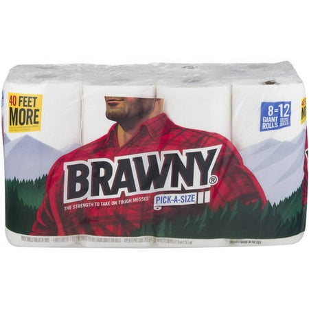 Brawny Pick-a-Size Giant Plus Roll Paper Towels, 127 sheets, 8 rolls
