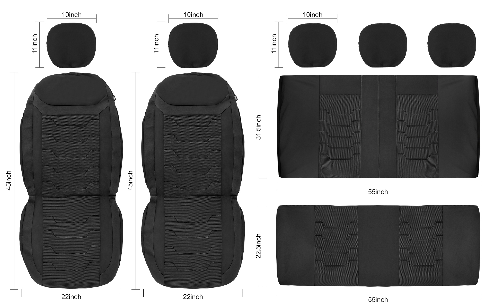 Caromop Universal Fit Car Seat Covers,3D Air Mesh Breathable Front Seat Protectors for Most Cars,SUVs,Trucks with Split Bench,Machine Washable,Airbag Safe.(Black/Beige)