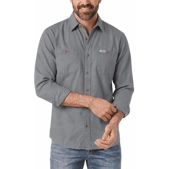 Wrangler Big and Tall Button-Down Shirt, Heavyweight Twill, Relaxed Fit
