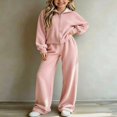 thumbnail image 2 of ITSAME Girls Knit Cotton Outfit Zip Up Candigan and Wide Leg Pants 2-Piece Fall Winter Casual Set Size 13, 2 of 5