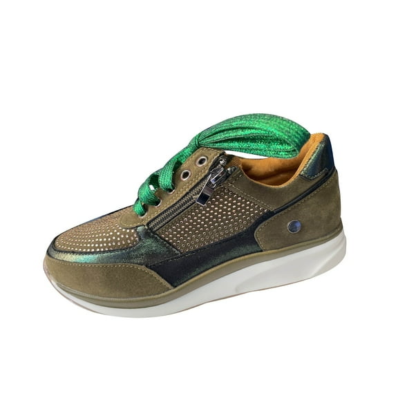 JikouIivo Fashion Women Casual Pumps Thick Bottom Hot Drilling Zipper Lacing Sports Shoes Women's Shoes Summer Clearance