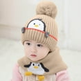 thumbnail image 7 of NAISIBABY Toddler Beanie Hat and Scarf 2-Piece, Cute Graphic Scarf Ski Cap with Pom Winter Warm Outdoor Set Coffee 1-3T, 7 of 7