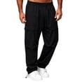 thumbnail image 3 of Afuyipoi Mens Cargo Pants Elastic Waist with Drawstring Windproof Outdoor Sports Jogger Trousers Black Size 2XL, 3 of 9
