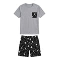 thumbnail image 6 of GIRUNS Men's Pajama Set Lightweight Sleepwear Sets Crew Neck Short Sleeve and Shorts Loungewear with Pocket Black Star Moon M, 6 of 9