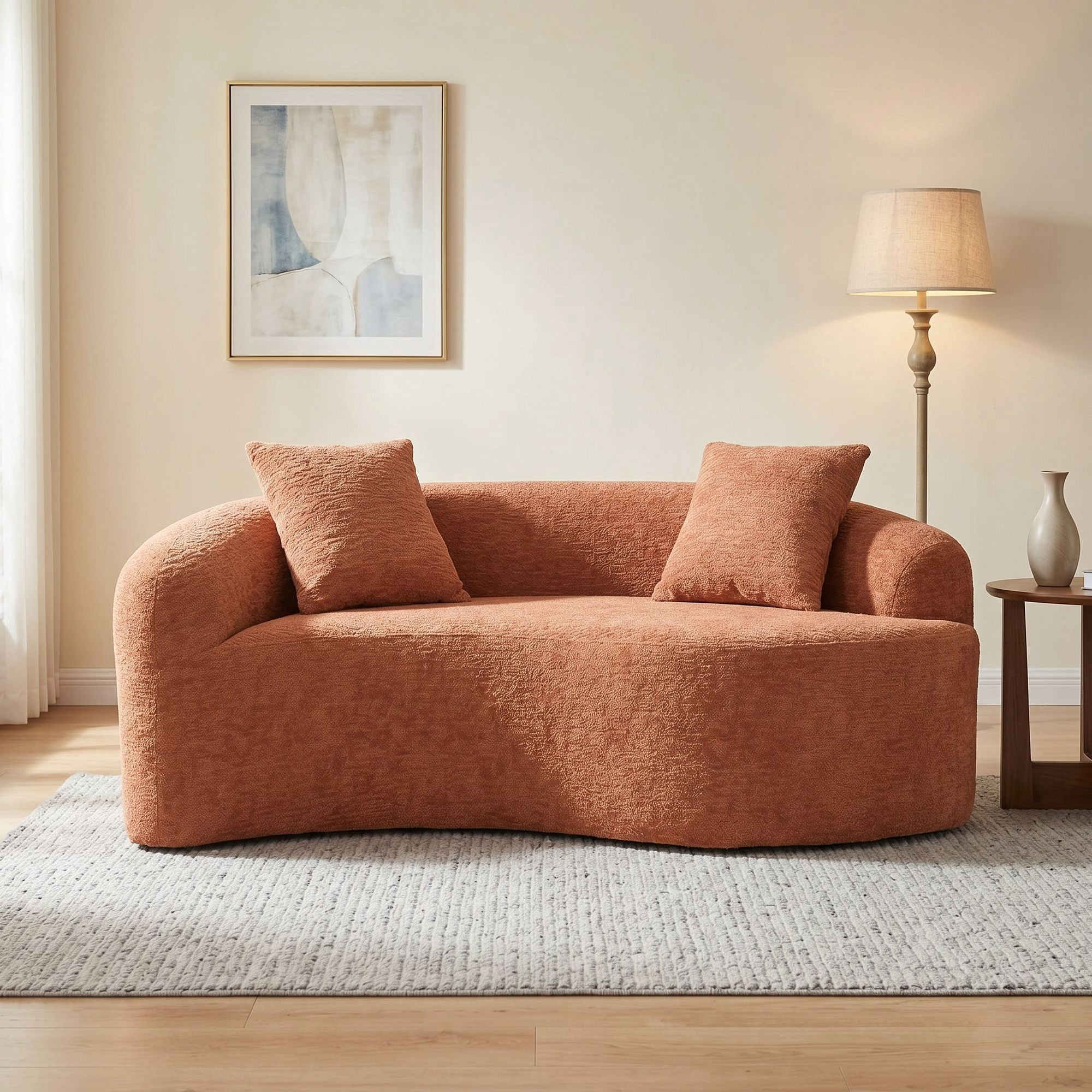Sailvan S-Curved Chenille Sofa Loveseat, Dual-Depth, No Assembly, Compact for Small Spaces